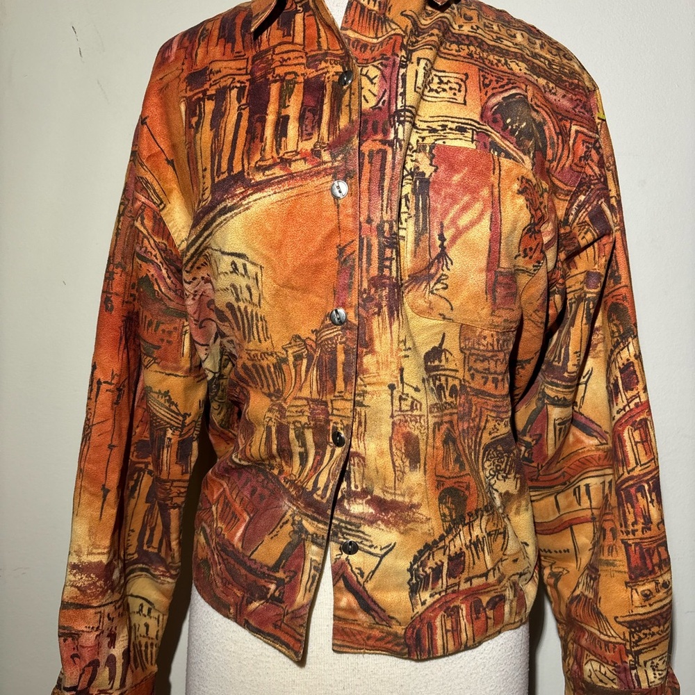Artistic Print Button-Up Shirt